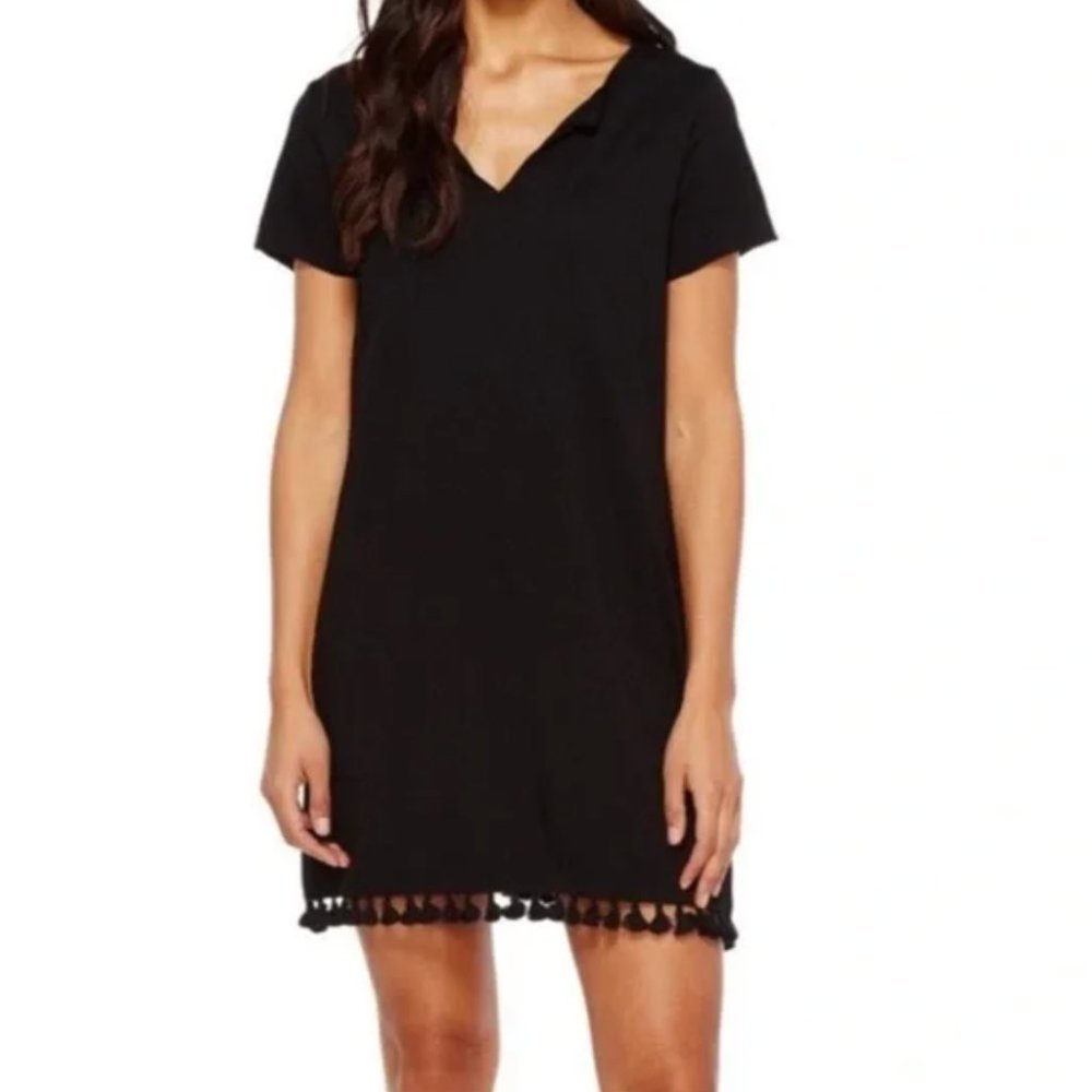 Michael Stars T-Shirt Shift Dress with Tassel Hem - L